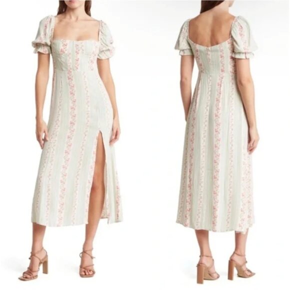 We Wore What Rosewood Cap Sleeve A-line Gown Midi Dress Multicolor Size 14 - Picture 4 of 10